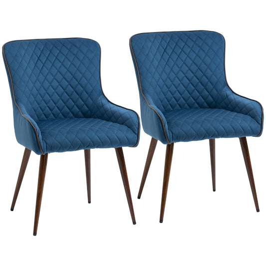 Dining Chairs Set of 2, Modern Wingback Kitchen Chairs with Velvet Fabric Upholstery, Tufted, Steel Legs for Living Room, Dining Room, Bedroom, Dark Blue - Gallery Canada