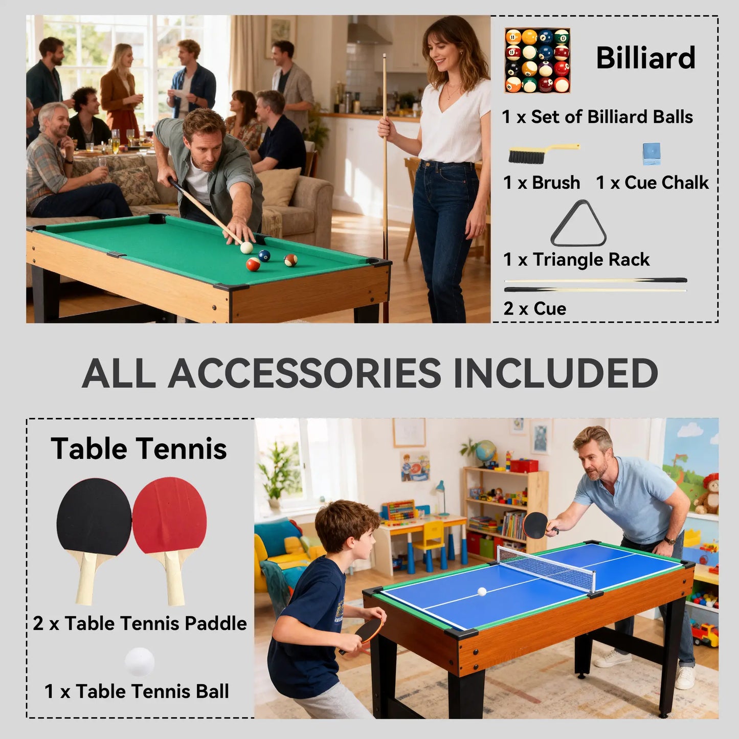 53 in 5-in-1 Multi Game Table, Foosball Pool Hockey Table Tennis Basketball