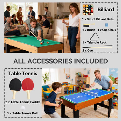 53 in 5-in-1 Multi Game Table, Foosball Pool Hockey Table Tennis Basketball
