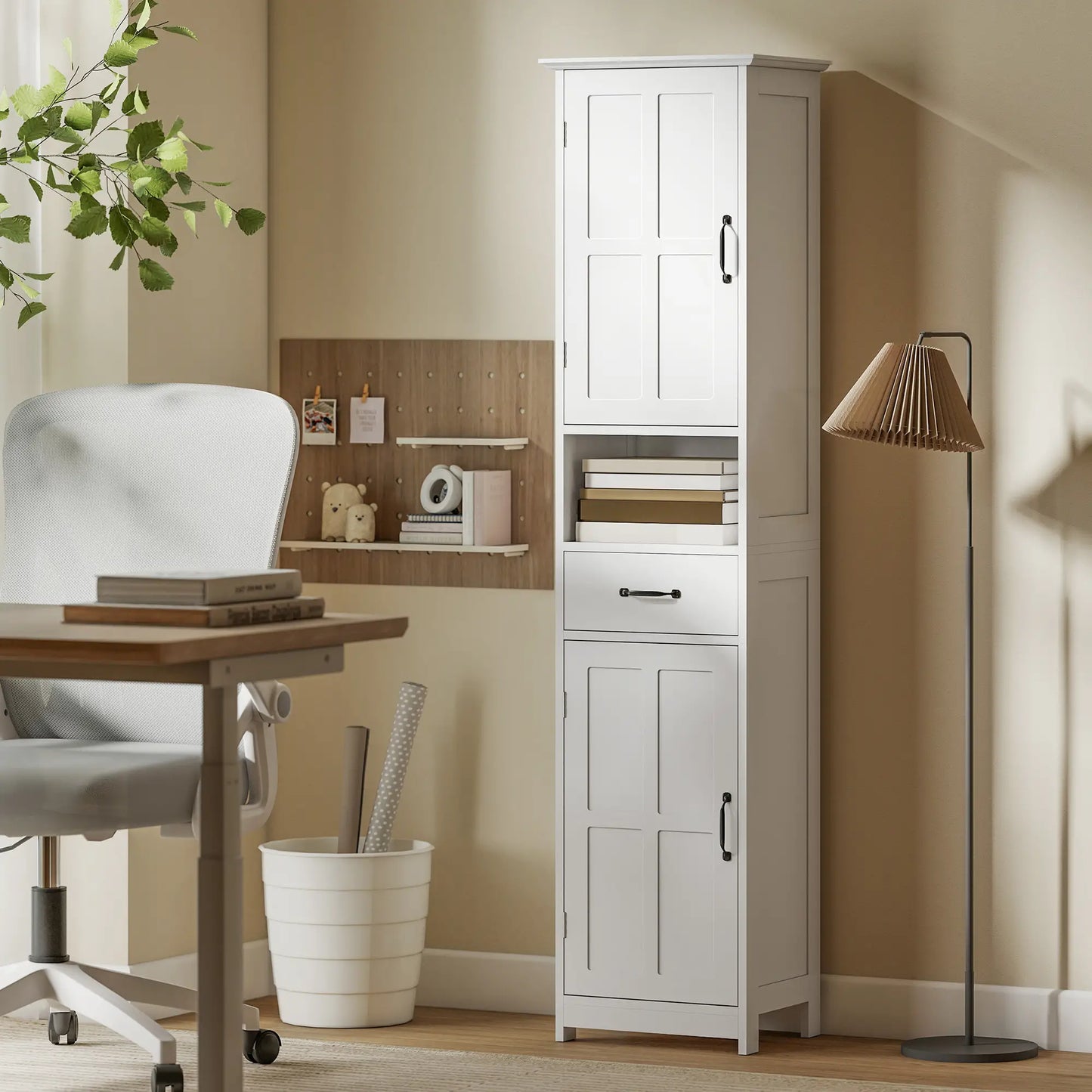 Modern Bathroom Cabinet, Narrow Vanity with Open Shelf, White Bathroom Cabinets at Gallery Canada