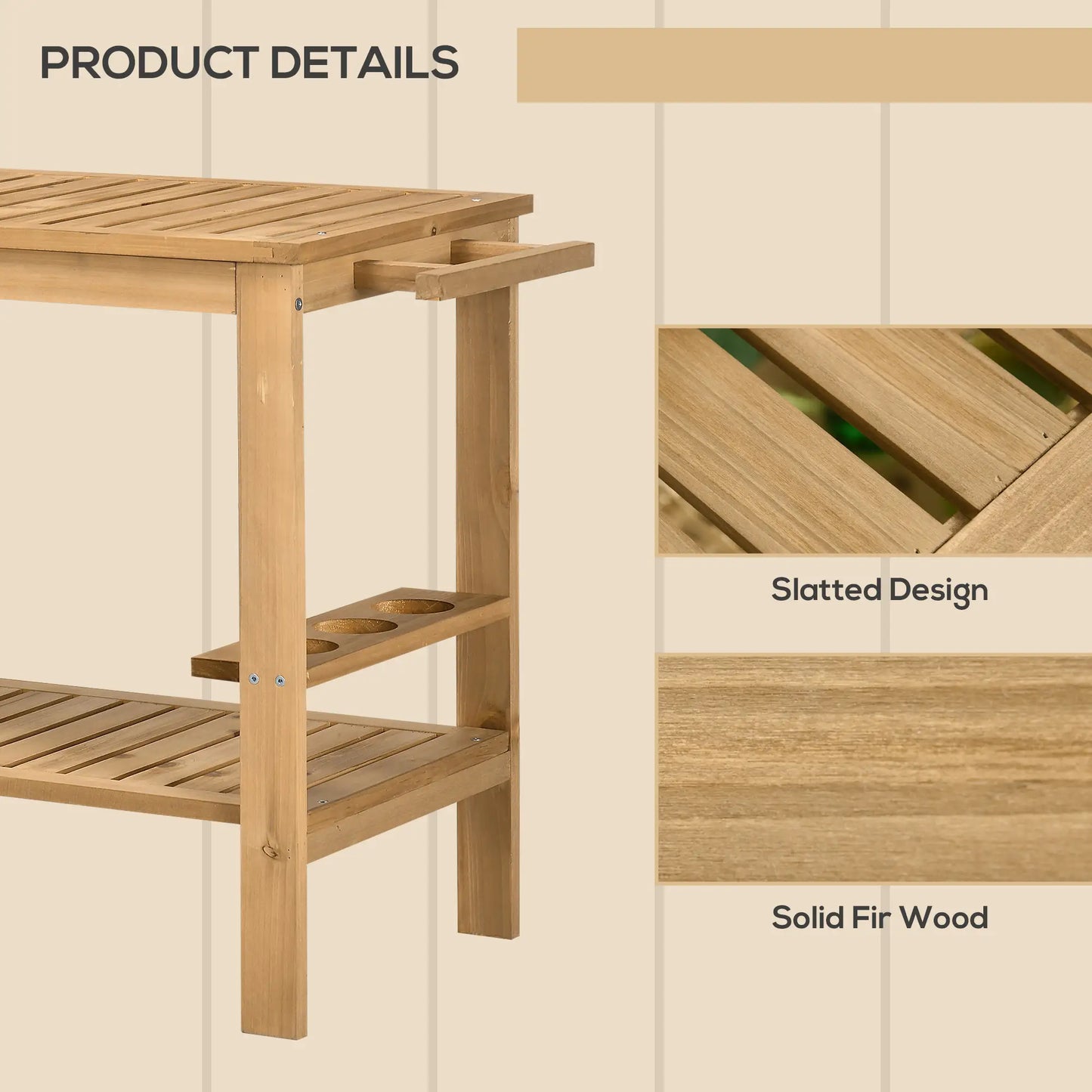 Outdoor Bar Cart, Wood Rolling Serving Cart, 2 Shelves, Wine Bottle Holders Cooler Boxes at Gallery Canada