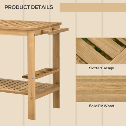 Outdoor Bar Cart, Wood Rolling Serving Cart, 2 Shelves, Wine Bottle Holders Cooler Boxes at Gallery Canada