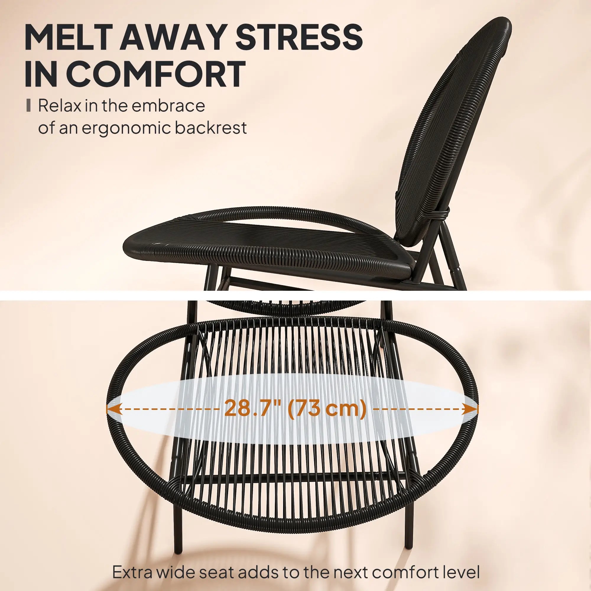 Rattan Bistro Set, 3 Pieces Wicker Patio Furniture, Black Bistro Sets at Gallery Canada