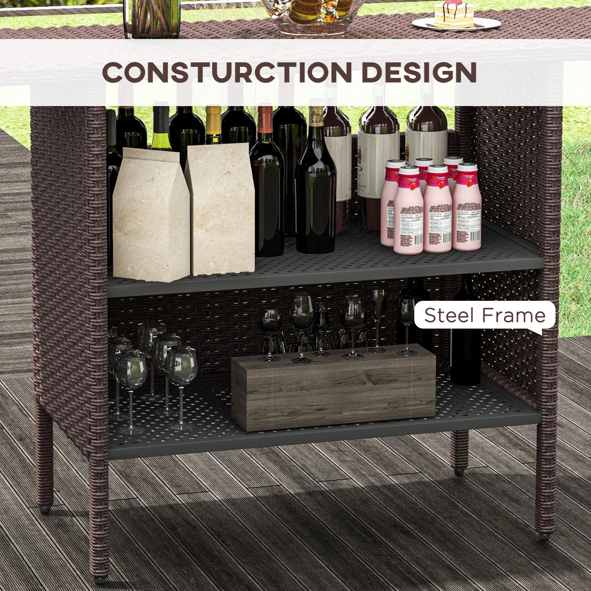 Outdoor Rattan Bar Table, 55.1