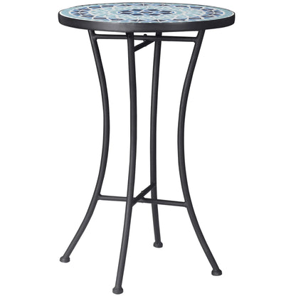Round Mosaic Patio Table, Metal Frame, Outdoor Garden Furniture, Blue Patio Side Tables at Gallery Canada