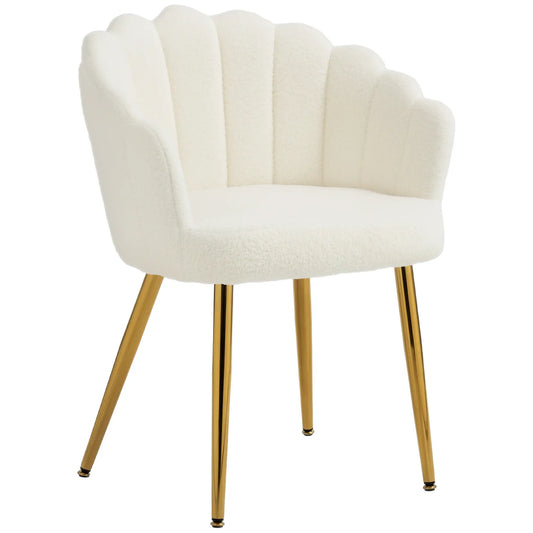 Accent Chair Petal-Back Design Modern Living Room Chair with Metal Legs Cream Accent Chairs Cream, Gold Tone at Gallery Canada