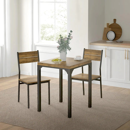 Dining Table Set for 2, 3 Piece Kitchen Table and Chairs, Rustic Brown, Brown Dining Table Sets at Gallery Canada