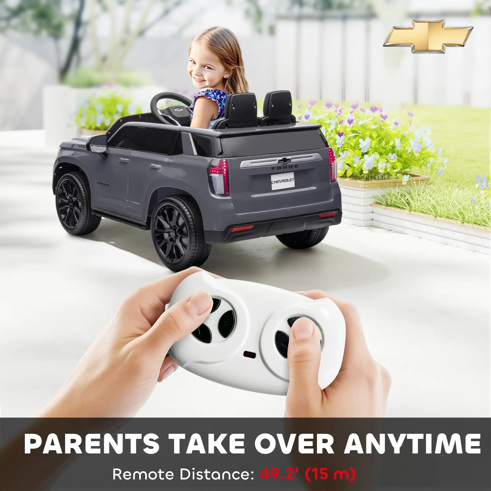 12V Licensed Chevrolet Tahoe Ride On Car, Remote Control, 3-6 Years, Grey Electric Toy Cars at Gallery Canada