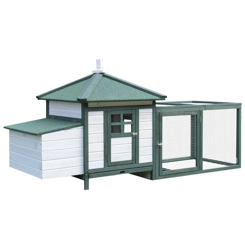 77 Chicken Coop, Rabbit Hutch, Poultry Cage, Outdoor, Green
