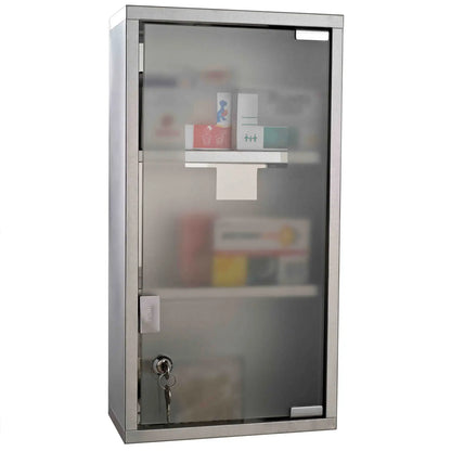 Wall Mount Medicine Cabinet, 2 Shelves, Steel Frame, Glass Door, Lockable, Stainless Mirror Medicine Cabinets at Gallery Canada