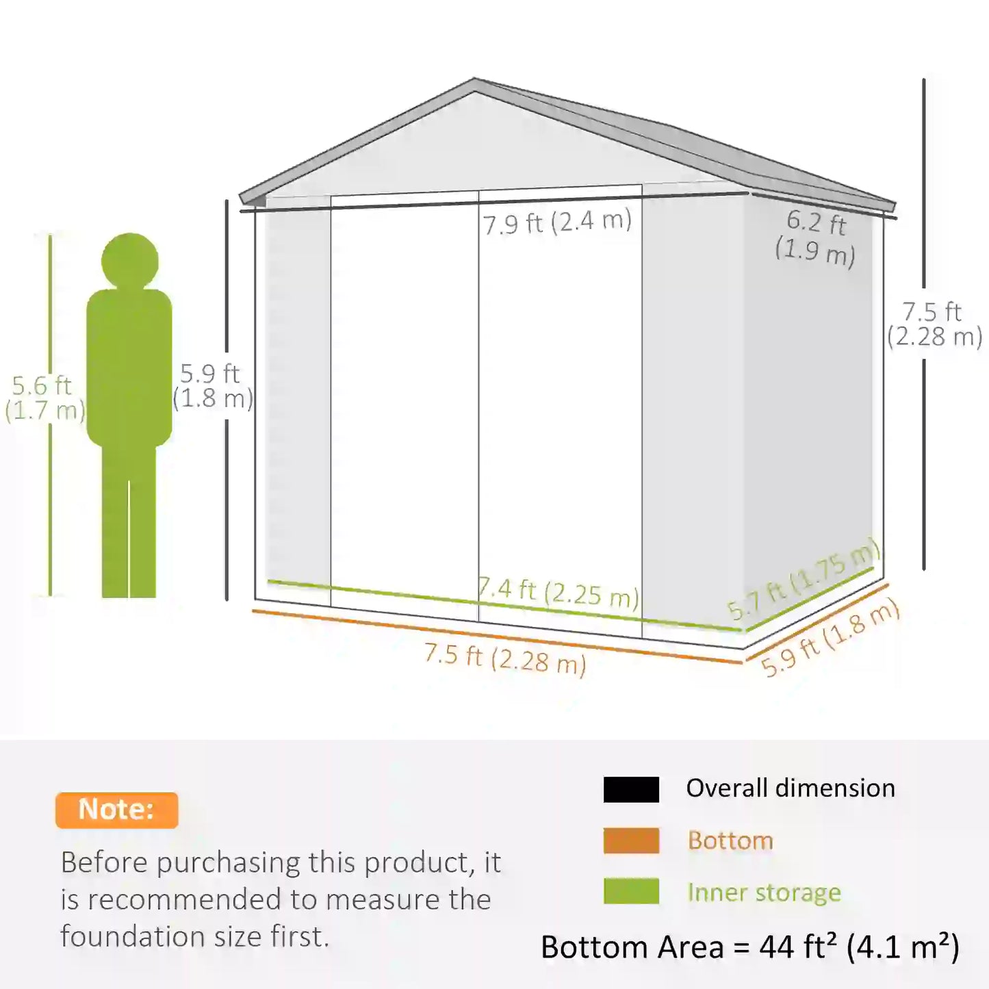 8' x 6' Plastic Garden Storage Shed, Latch Door, Vents, Dark Grey Sheds at Gallery Canada