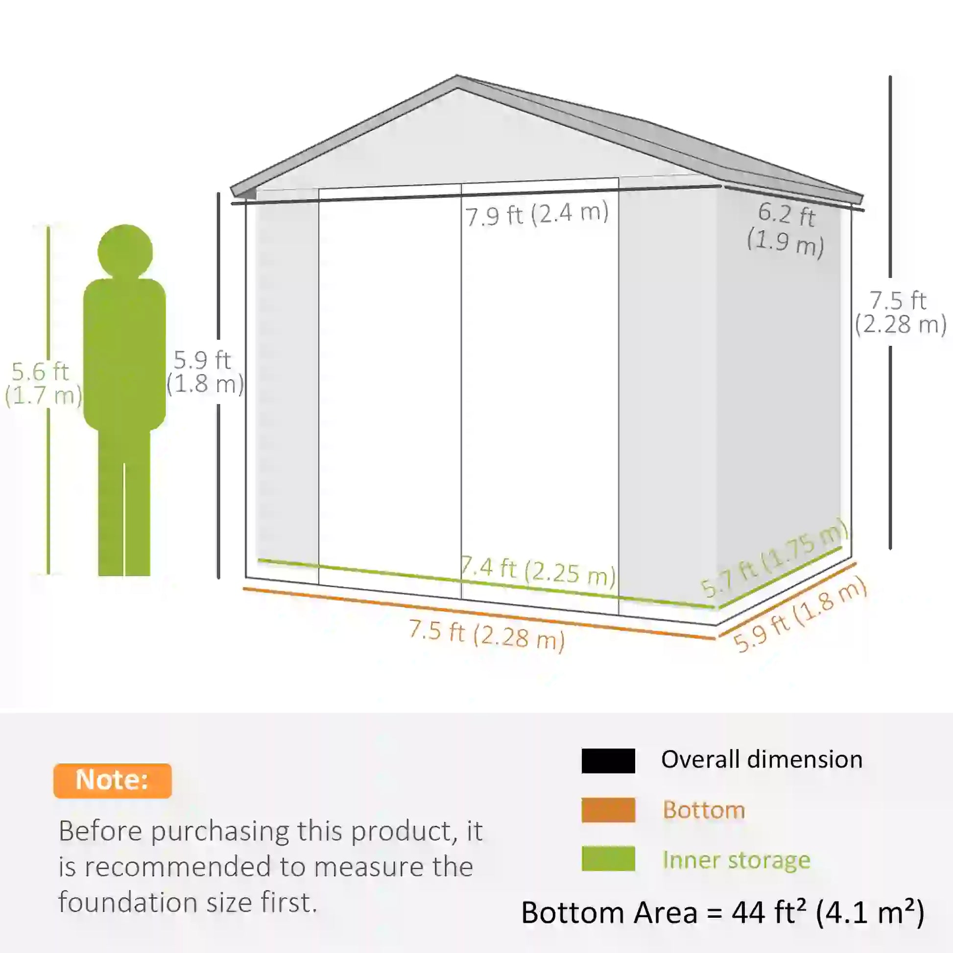 8' x 6' Plastic Garden Storage Shed, Latch Door, Vents, Dark Grey Sheds at Gallery Canada