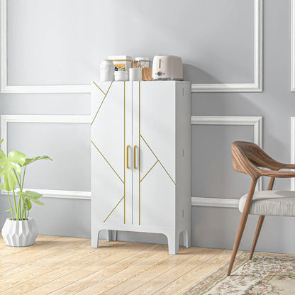 44" Storage Cabinet, 2-Door Kitchen Pantry, 4-Tier Shelving, 8 Spice Racks
