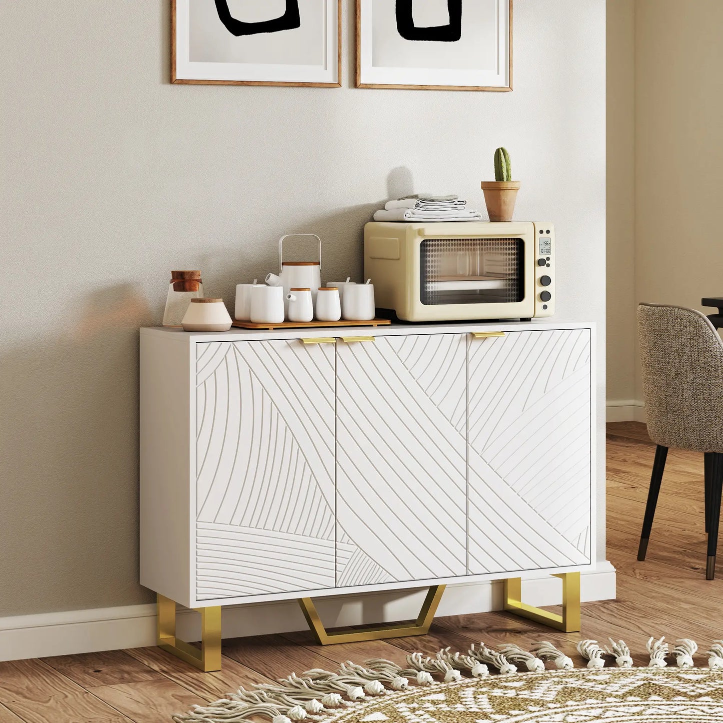 Sideboard Buffet Cabinet, Adjustable Shelves, TV Cabinet for 50 Inch, White Storage Cabinets at Gallery Canada