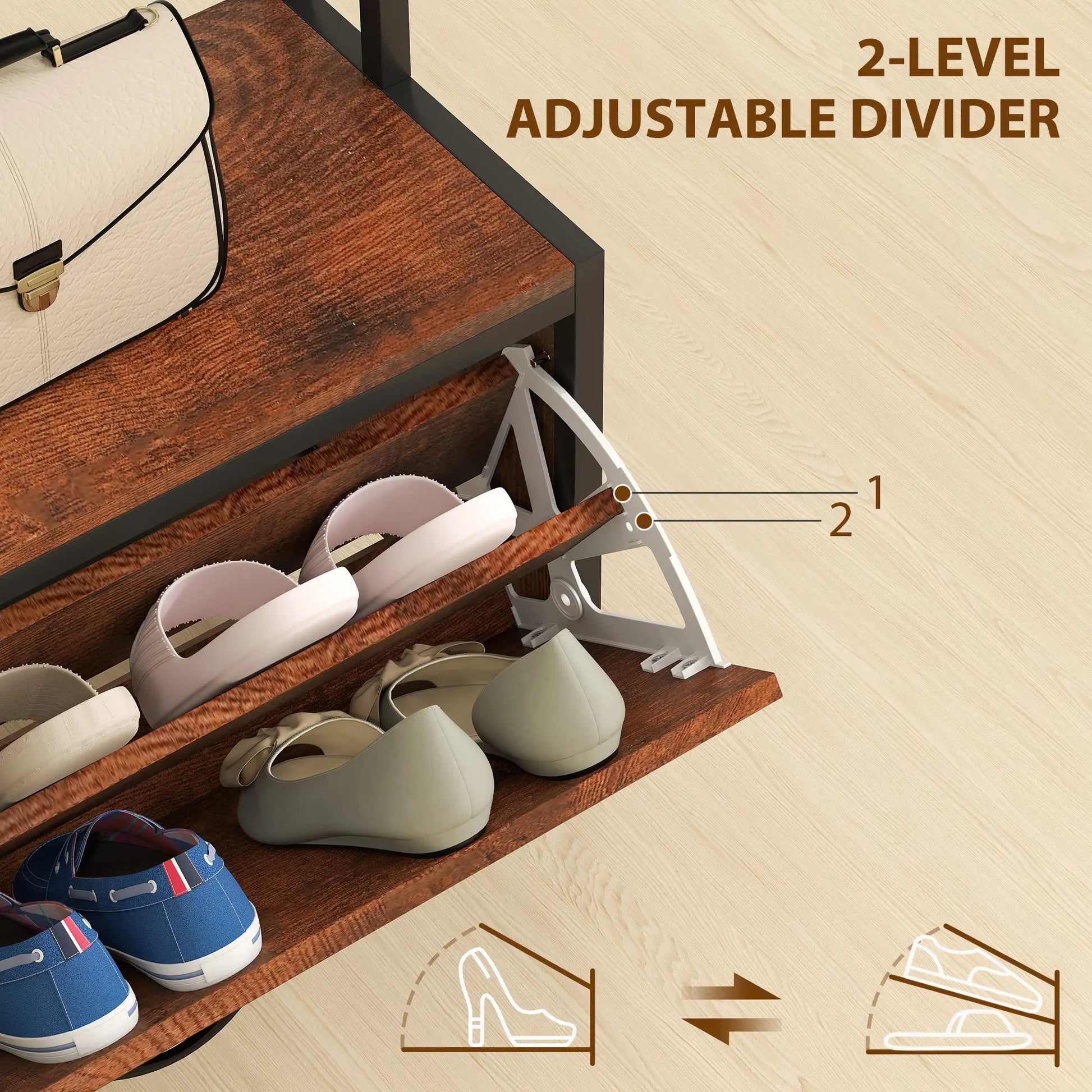 5-In-1 Coat Rack Shoe Bench, Hall Tree with Bench, 10 Hooks, Rustic Brown Clothing Storage at Gallery Canada