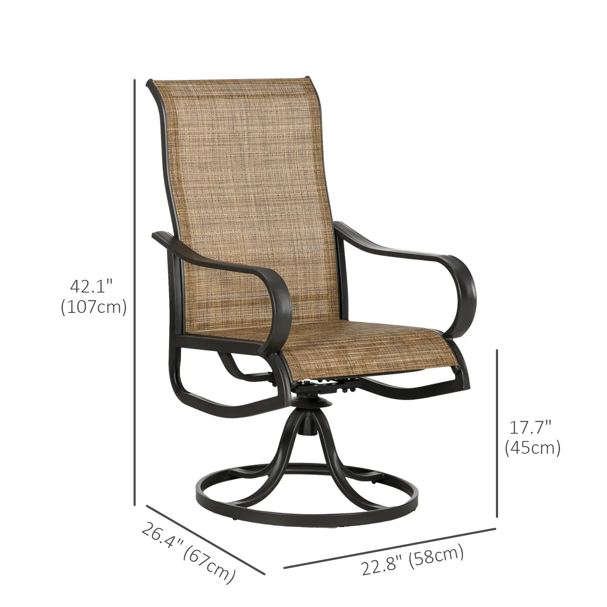 Swivel Patio Dining Chairs Set of 2, 360° Rocking Outdoor Chairs, Brown Patio Chairs at Gallery Canada