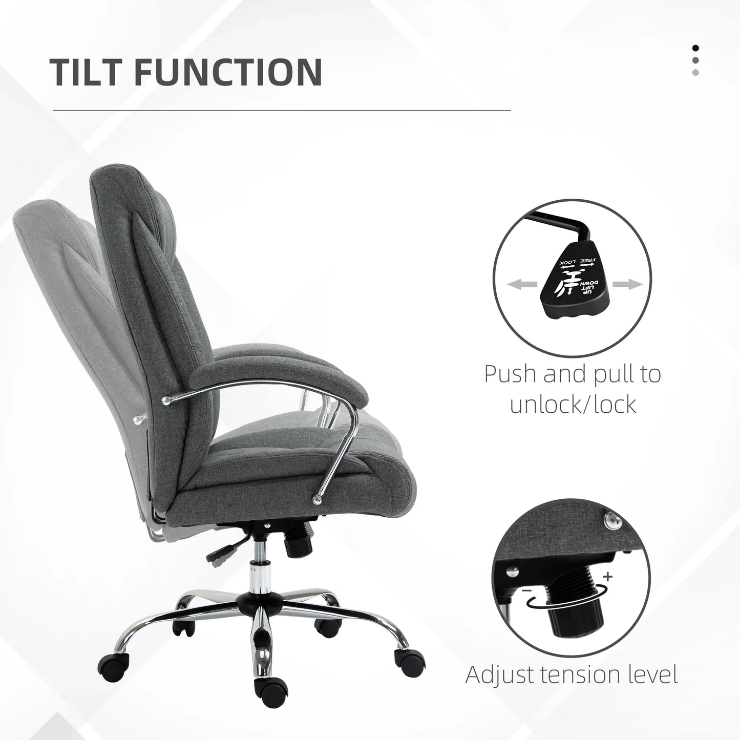 Ergonomic High Back Swivel Office Chair, Adjustable Height, Linen Fabric, Grey Executive & Manager Chairs at Gallery Canada