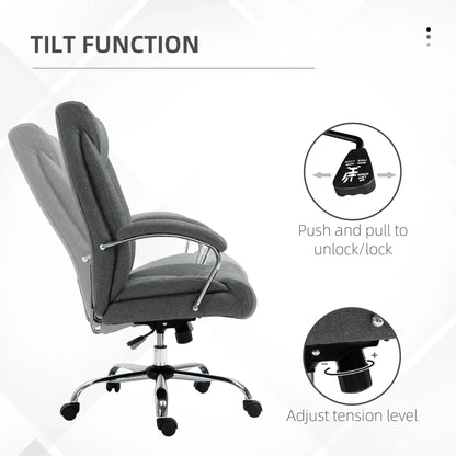 Ergonomic High Back Swivel Office Chair, Adjustable Height, Linen Fabric, Grey Executive & Manager Chairs at Gallery Canada