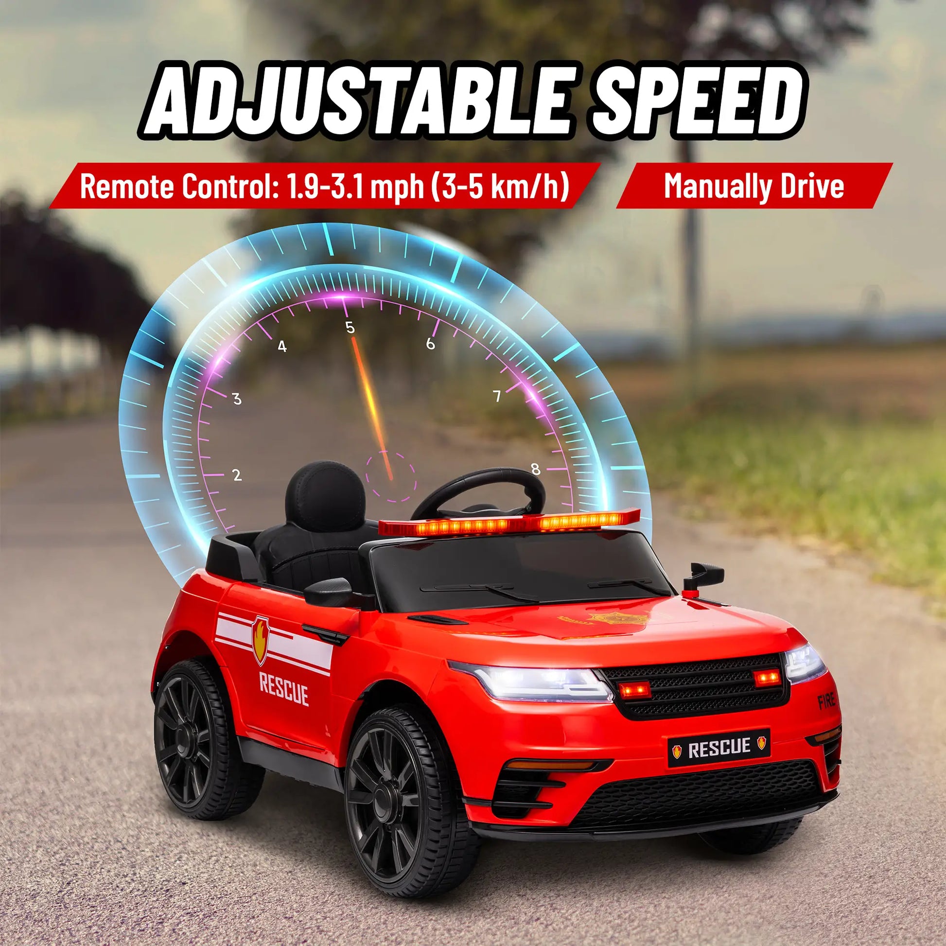 12V Kids Electric Fire Truck, Remote Control, Spring Suspension, Red Electric Toy Cars at Gallery Canada