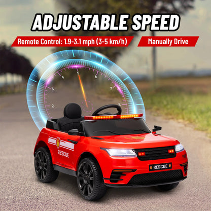 12V Kids Electric Fire Truck, Remote Control, Spring Suspension, Red Electric Toy Cars at Gallery Canada