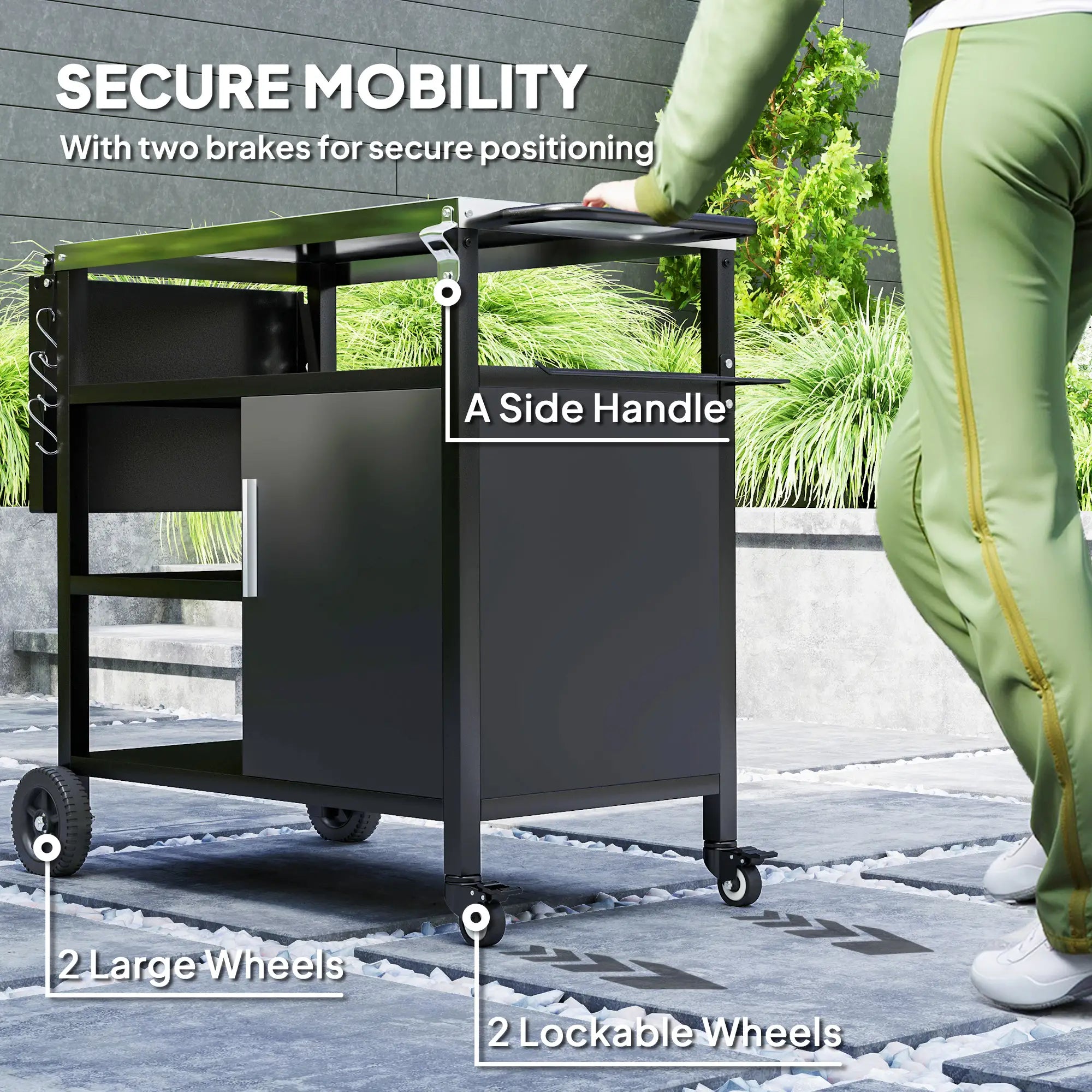 Outdoor BBQ Stand, Foldable Side Table, Stainless Steel Top, Pizza Oven Table Outdoor Grill Carts at Gallery Canada