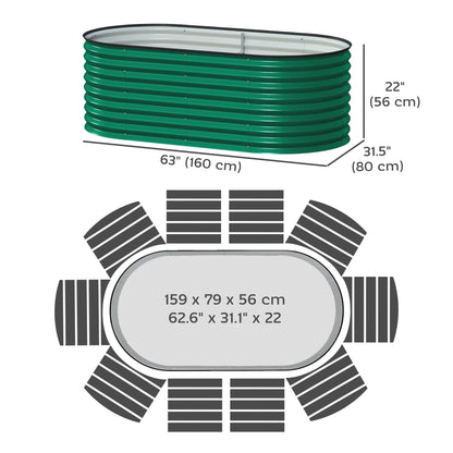Galvanized Raised Garden Bed, 5 x 2.5 x 2 ft, Oval Planter Box, Dark Green
