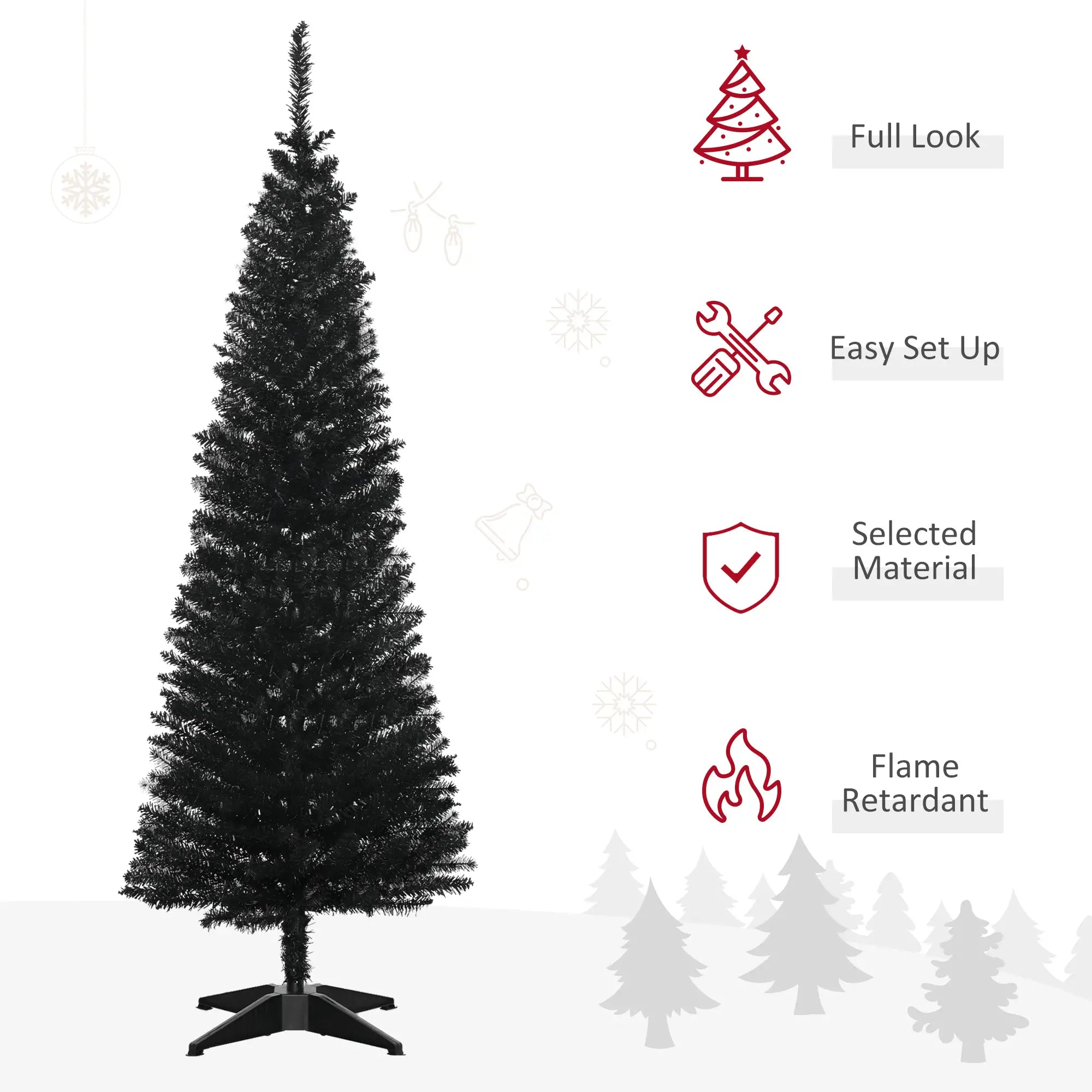 5FT Artificial Pencil Christmas Tree, Realistic Branches, Stable Stand, Black Pencil Christmas Trees at Gallery Canada