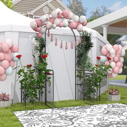 7.2FT Metal Garden Arbor, Double Doors, 2 Side Baskets, Black Garden Arches at Gallery Canada