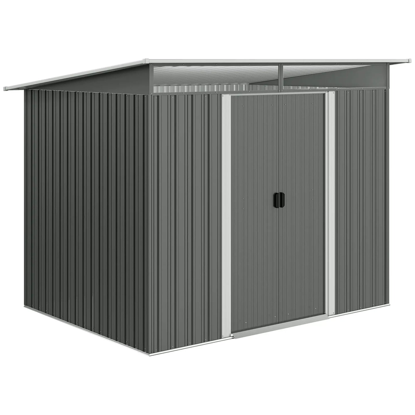 9' x 6.5' Metal Garden Shed, Outdoor Utility Storage, Dark Grey Sheds at Gallery Canada