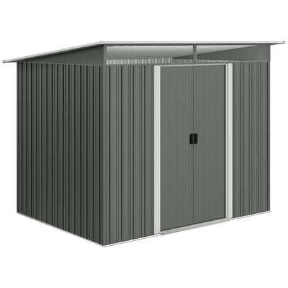 9' x 6.5' Metal Garden Shed, Outdoor Utility Storage, Dark Grey Sheds at Gallery Canada