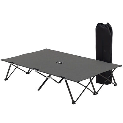 Two Person Folding Camping Cot, Portable Double Cot, 76", Dark Grey Camping Cots at Gallery Canada