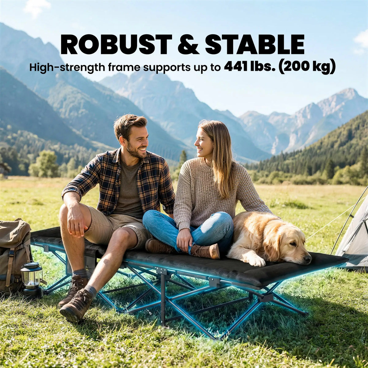 Camping Cot For Adults, 31.5" Wide, Padded Cushion, Carry Bag, Black Camping Cots at Gallery Canada