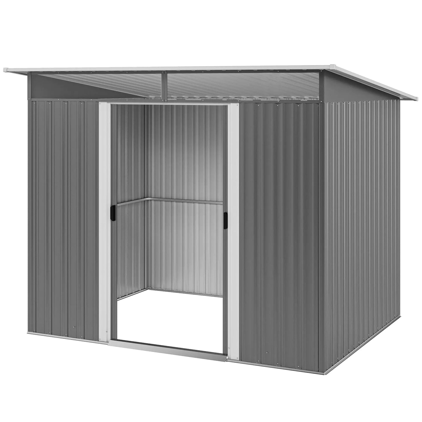 8.5' x 6' Metal Garden Shed, Utility Tool Storage, Grey Sheds at Gallery Canada