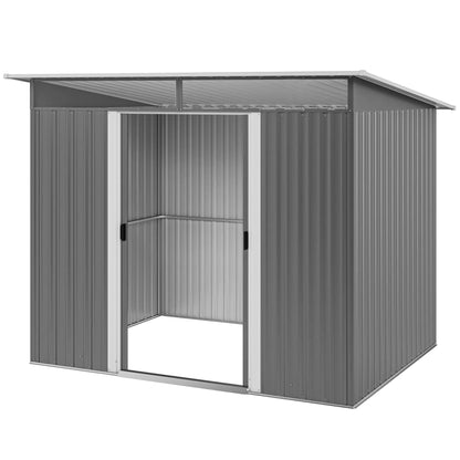 8.5' x 6' Metal Garden Shed, Utility Tool Storage, Grey Sheds at Gallery Canada