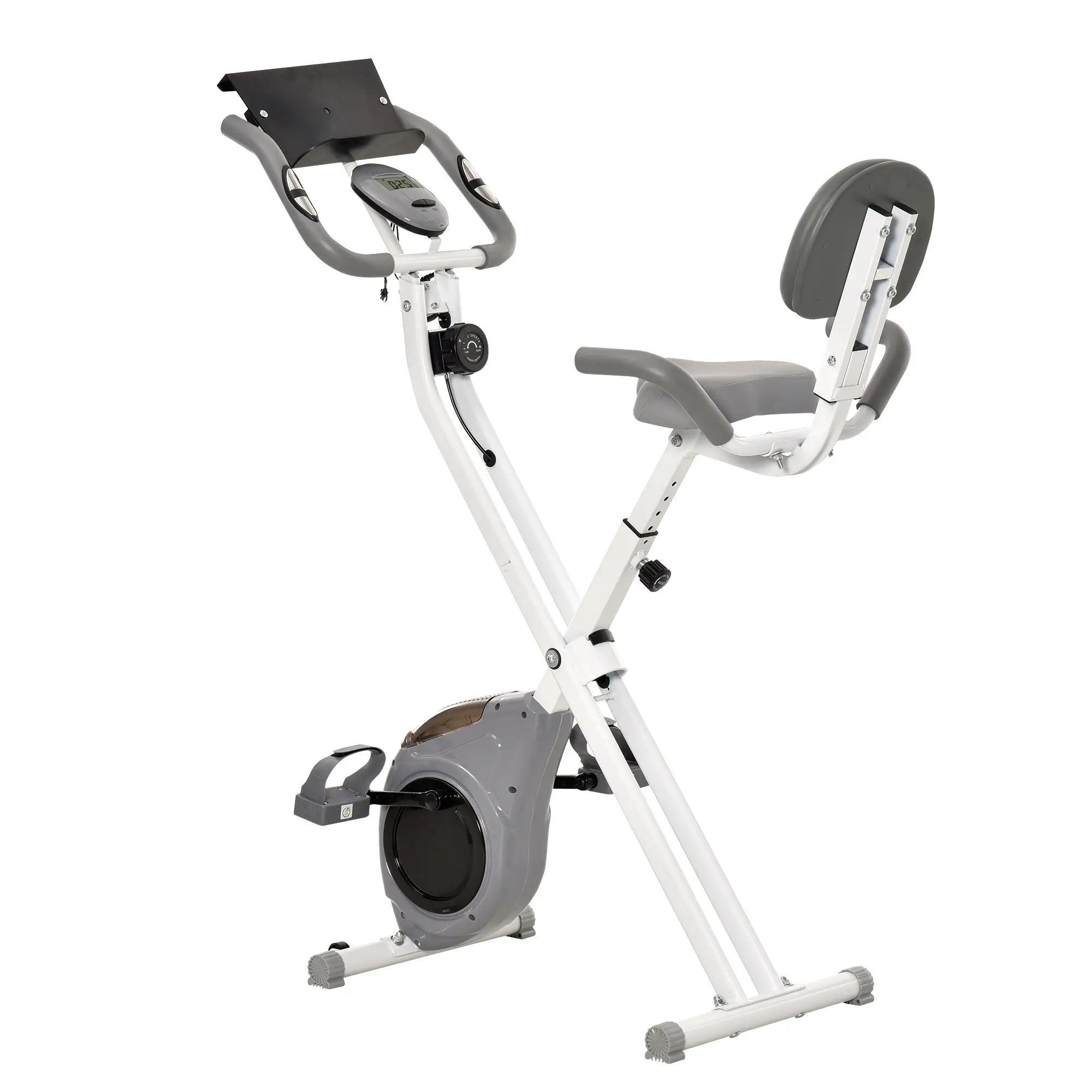 Folding Exercise Bike, 8-Level Magnetic Resistance, LCD Monitor, Grey Exercise & Stationary Bikes Grey, White at Gallery Canada