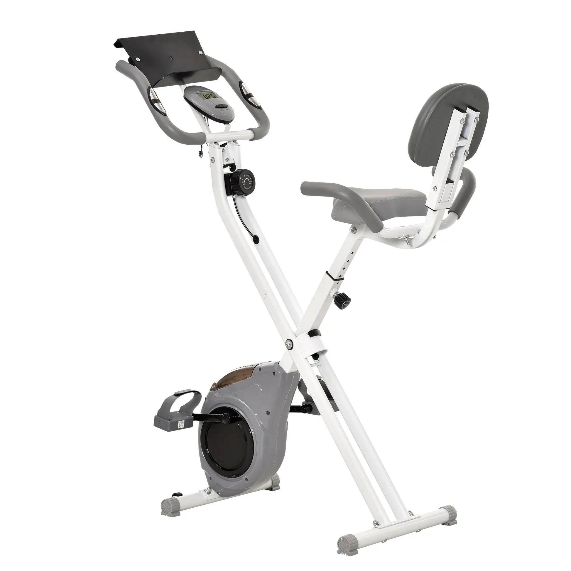 Folding Exercise Bike, 8-Level Magnetic Resistance, LCD Monitor, Grey Exercise & Stationary Bikes Grey, White at Gallery Canada