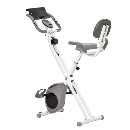 Folding Exercise Bike, 8-Level Magnetic Resistance, LCD Monitor, Grey Exercise & Stationary Bikes Grey, White at Gallery Canada