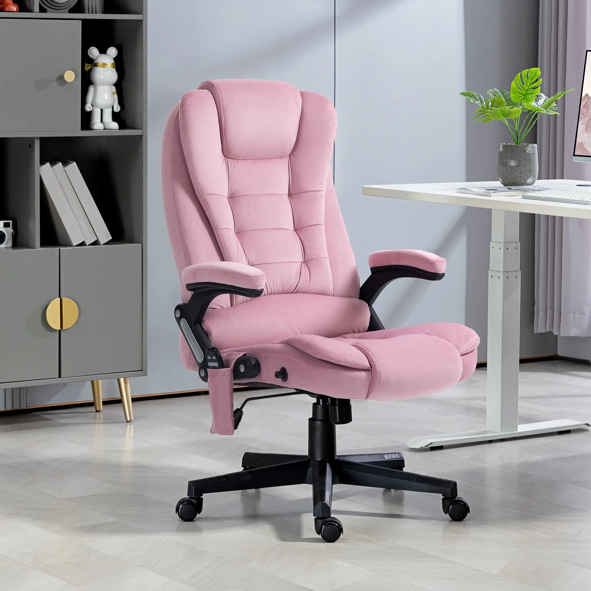 Reclining Massage Office Chair, High Back, Swivel Wheels, Pink Massage Chairs at Gallery Canada
