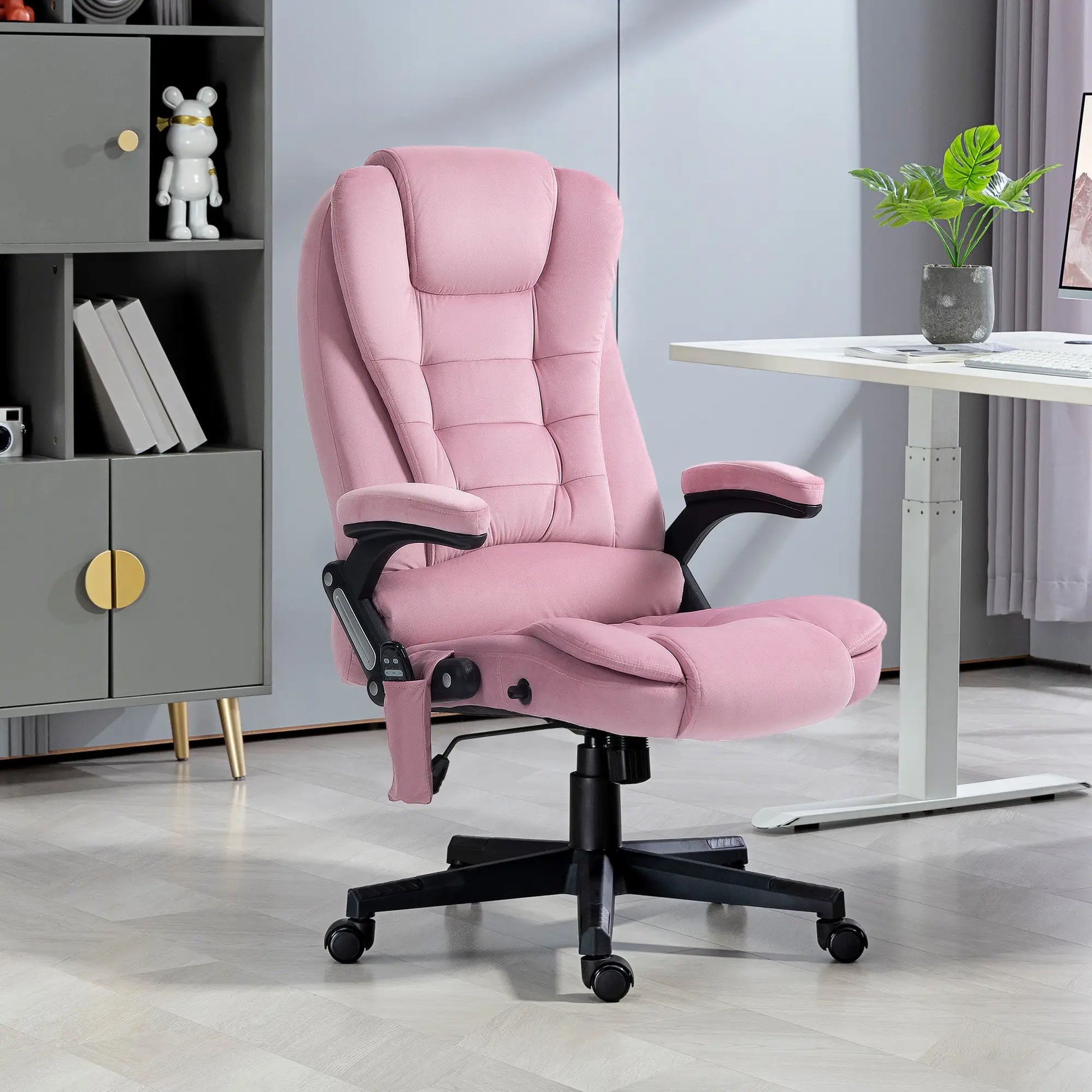 Reclining Massage Office Chair, High Back, Swivel Wheels, Pink Massage Chairs at Gallery Canada