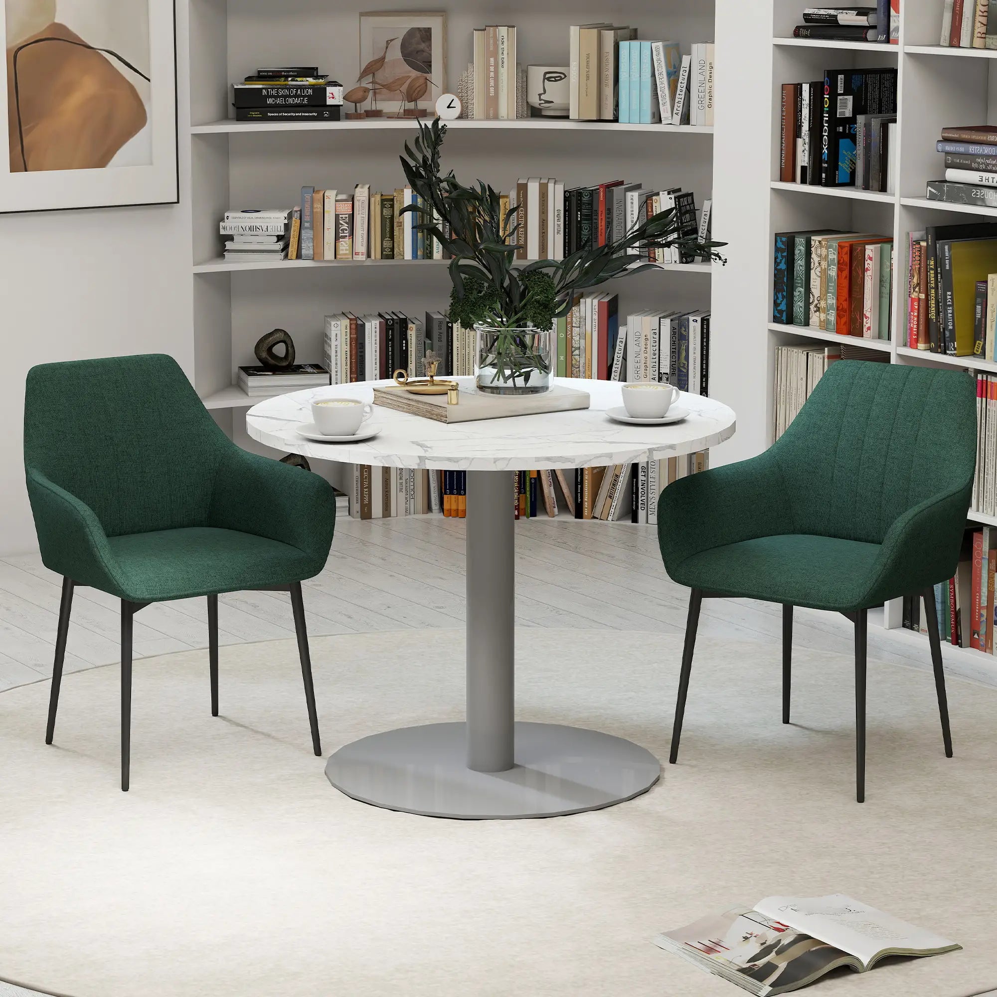 Upholstered Dining Chairs Set of 2, Linen Fabric, Metal Legs, Dark Green Dining Chairs at Gallery Canada