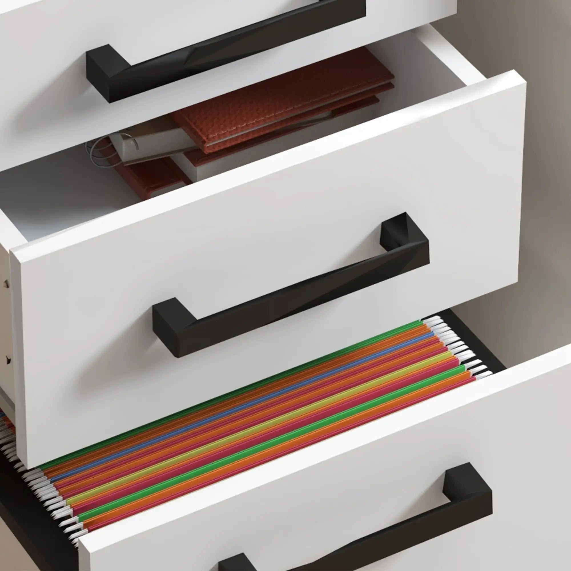 Lockable 3 Drawer File Cabinet, Hanging Bars, Letter A4 Size, White Office Cabinets & Cupboards at Gallery Canada