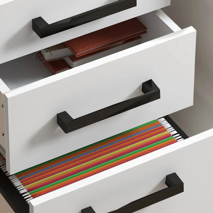 Lockable 3 Drawer File Cabinet, Hanging Bars, Letter A4 Size, White Office Cabinets & Cupboards at Gallery Canada