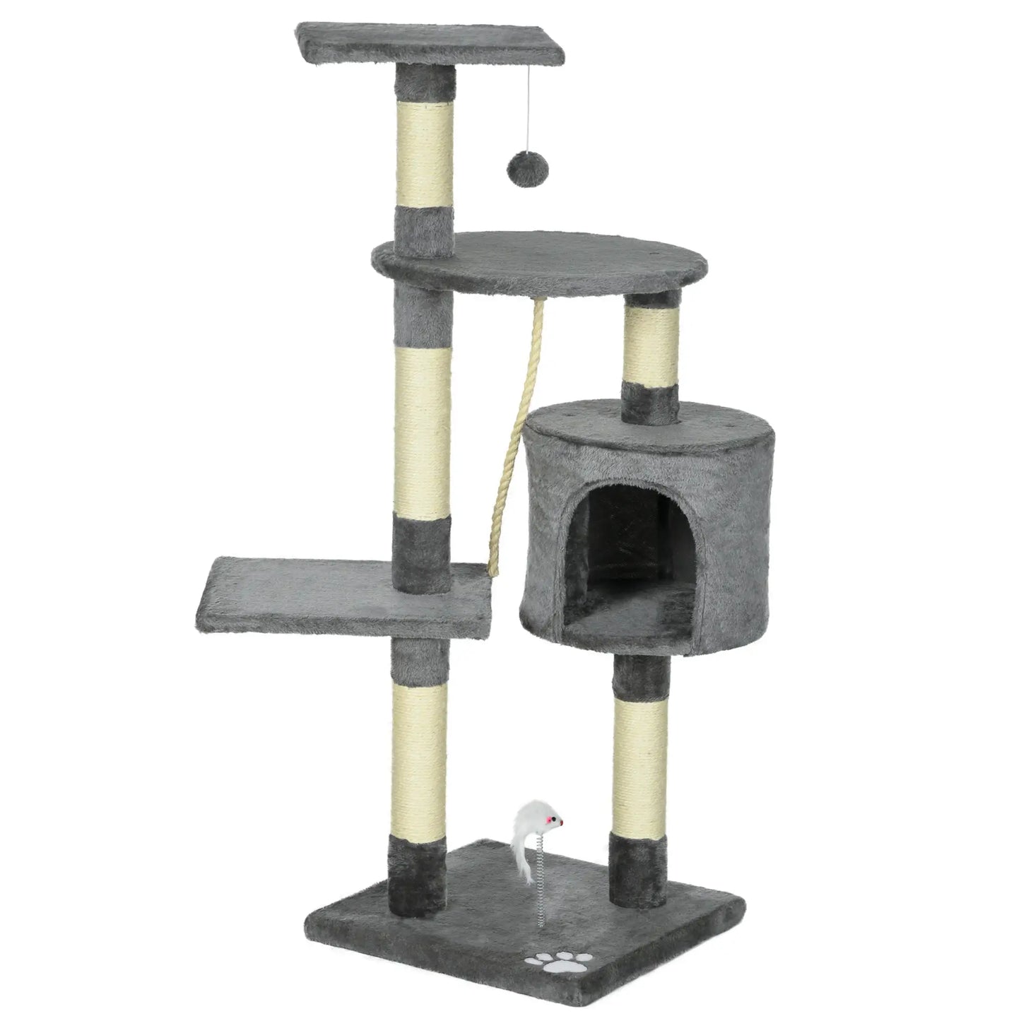 46Inch Cat Tree, Multi Level Tower for Large Cats, Grey Floor to Ceiling Cat Trees Grey at Gallery Canada