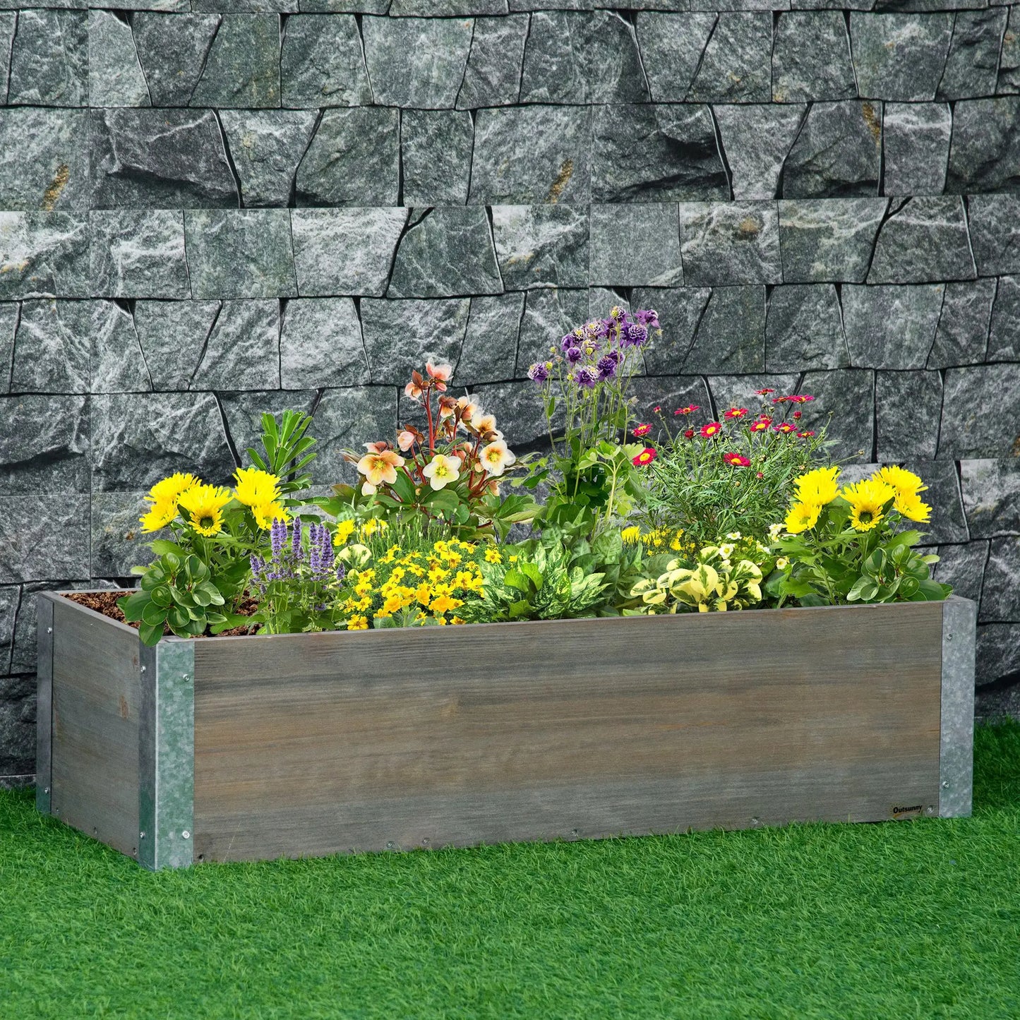 3' x 1' Raised Garden Bed, Elevated Wooden Planter Box, Light Grey Galvanized Planter Boxes at Gallery Canada