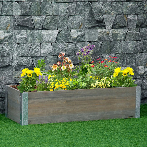 3' x 1' Raised Garden Bed, Elevated Wooden Planter Box, Light Grey