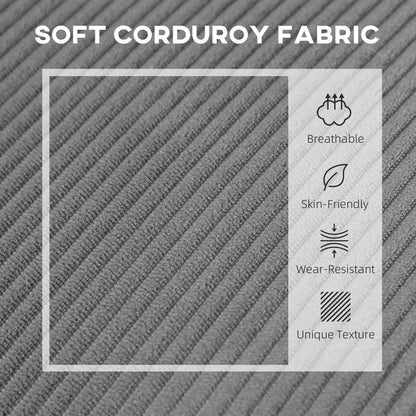 46.5" Loveseat Couch with USB Ports, Corduroy, Wood Legs, Grey 2-Seater Sofas at Gallery Canada