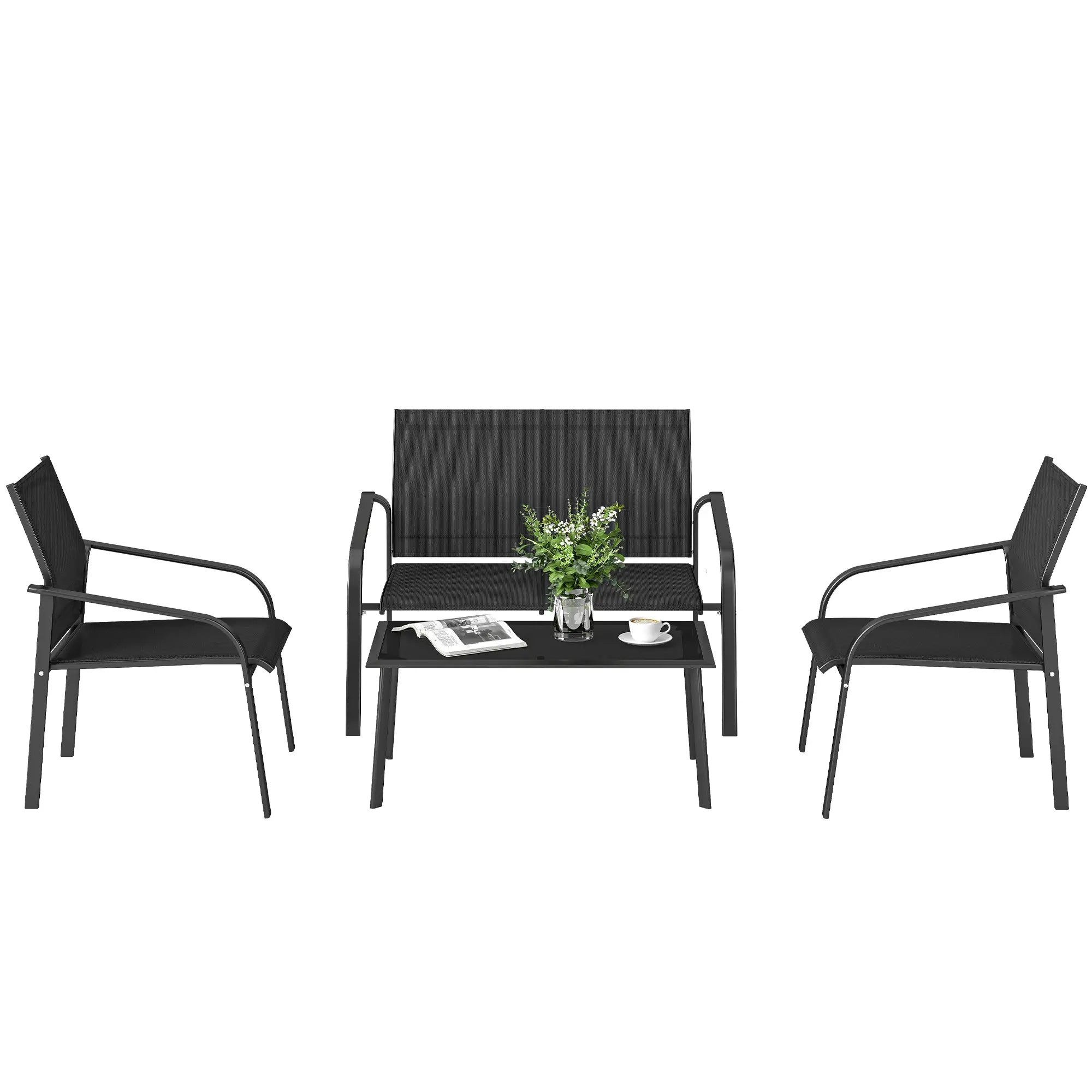 4 Piece Patio Furniture Set, Deep Seat, Black Patio Furniture Sets Black at Gallery Canada
