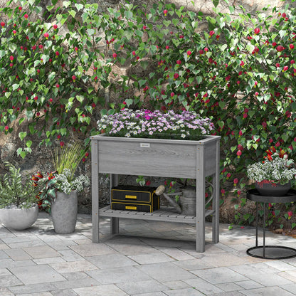 Elevated Planter Box with Storage, 36" x 16" x 32", Grey Raised Garden Beds at Gallery Canada