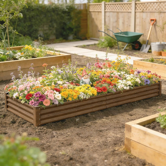 12 x 4 x 1ft Galvanized Raised Garden Bed, Distressed Brown Galvanized Planter Boxes Distressed Brown at Gallery Canada
