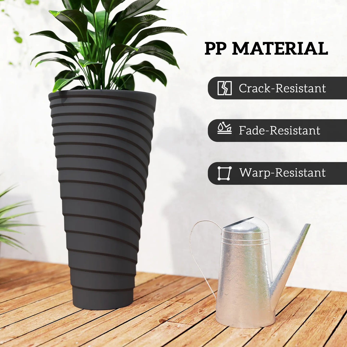 29" Tall Stackable Planters, Set of 2, Indoor Outdoor, Black Planter Set at Gallery Canada